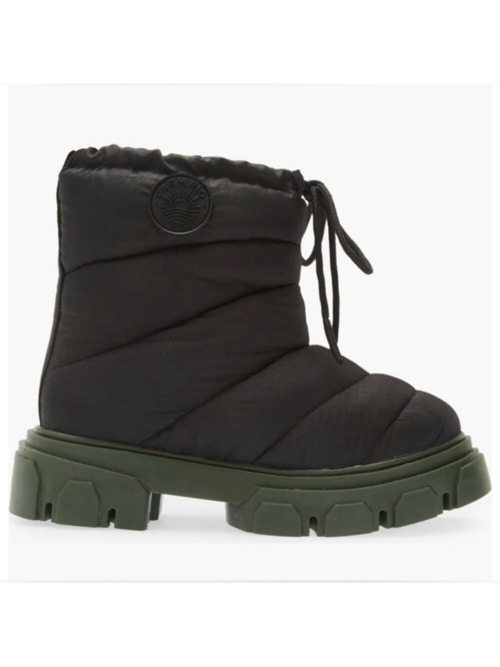 Farm Rio Black Lug Sole Bootie With Green Sole NWOB